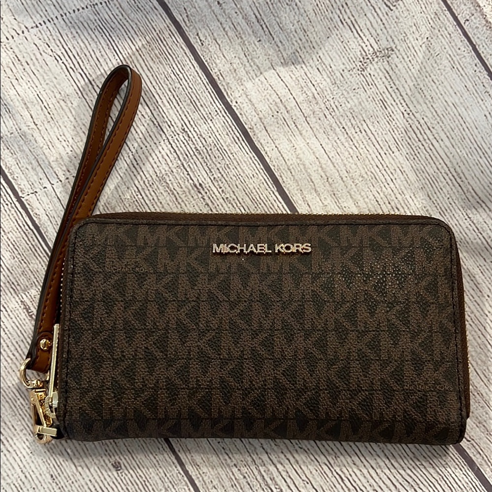 Michael Kors Brown Wristlet Wallet